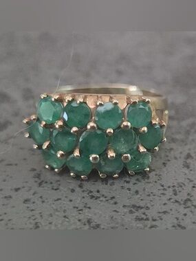 14K Emerald Ring 13 stones *NEW PICS& Video